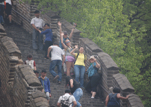 Students on the Great Wall of China.