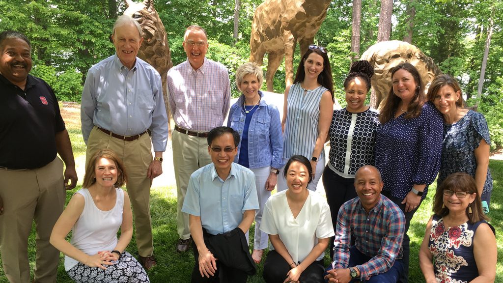 Ed Gerler, third from left on top row, with Counseling Education faculty during a retirement luncheon.
