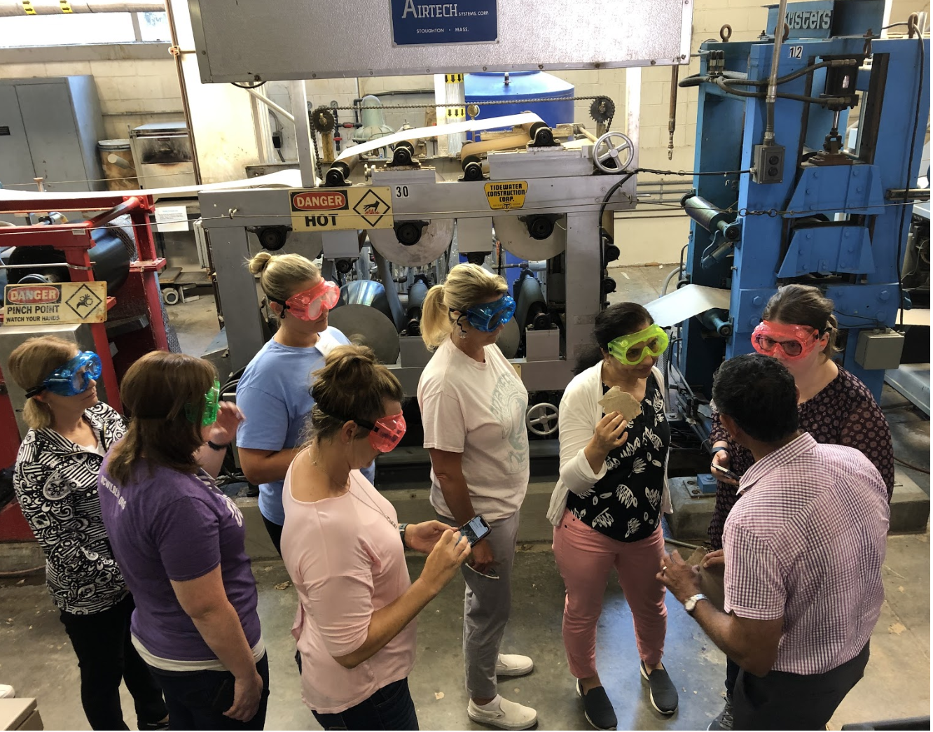 In addition to participating in labs and curriculum planning during the four-day workshop, teachers also had unique opportunities to tour the demonstration paper machine