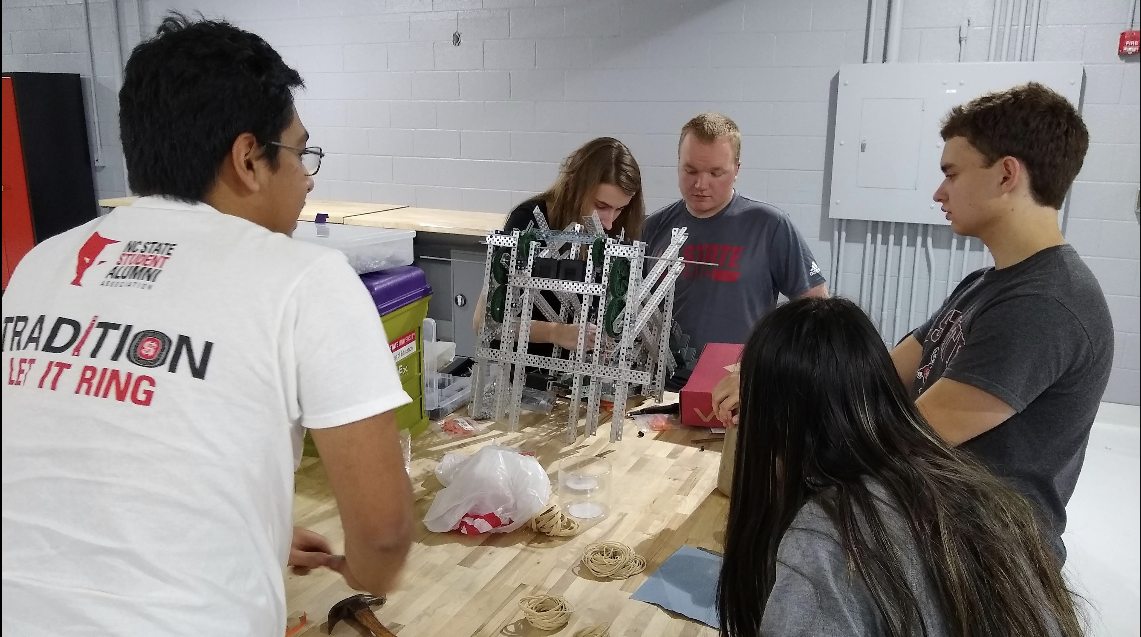 The NC State VEX-U Robotics club builds a robot