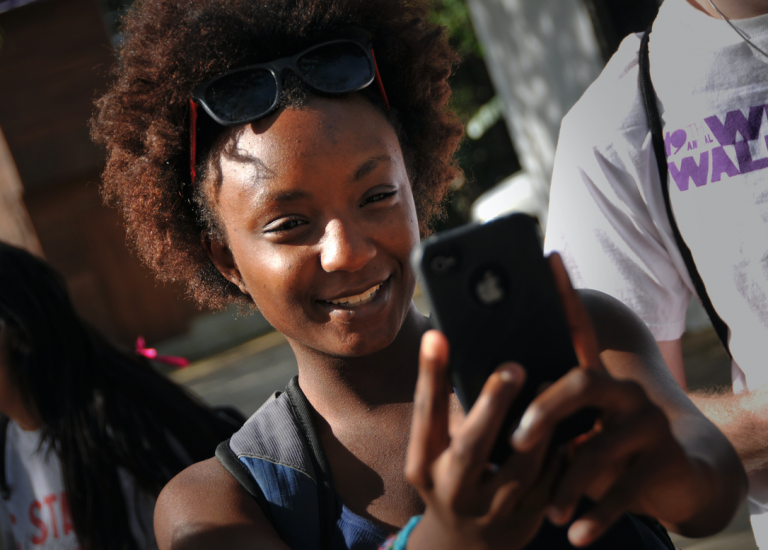 Student using phone