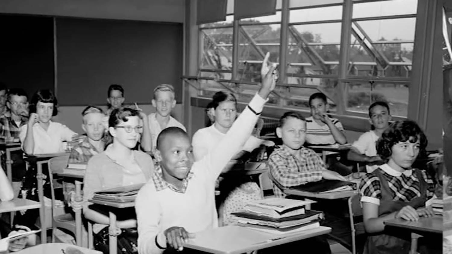 students in a classroom in the 1950s