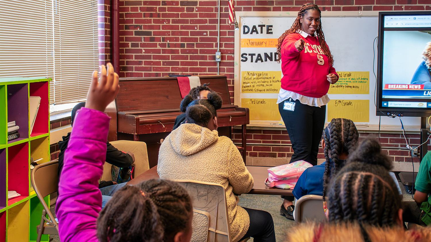 Tashaunna Hughes '22MED, a school counselor at Baskerville Elementary in Edgecombe County.