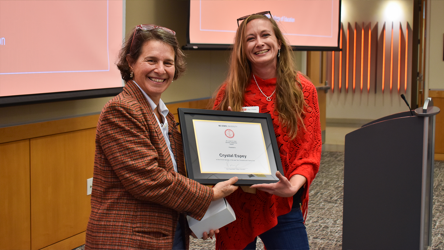 Crystal Espey with Dean Paola Sztajn