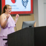 Leader of the Pack and applied education major Hannah Morris ’25 speaks at the Spotlight Awards Ceremony.