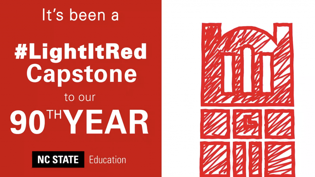 Intro slide of the #LightItRed celebration video