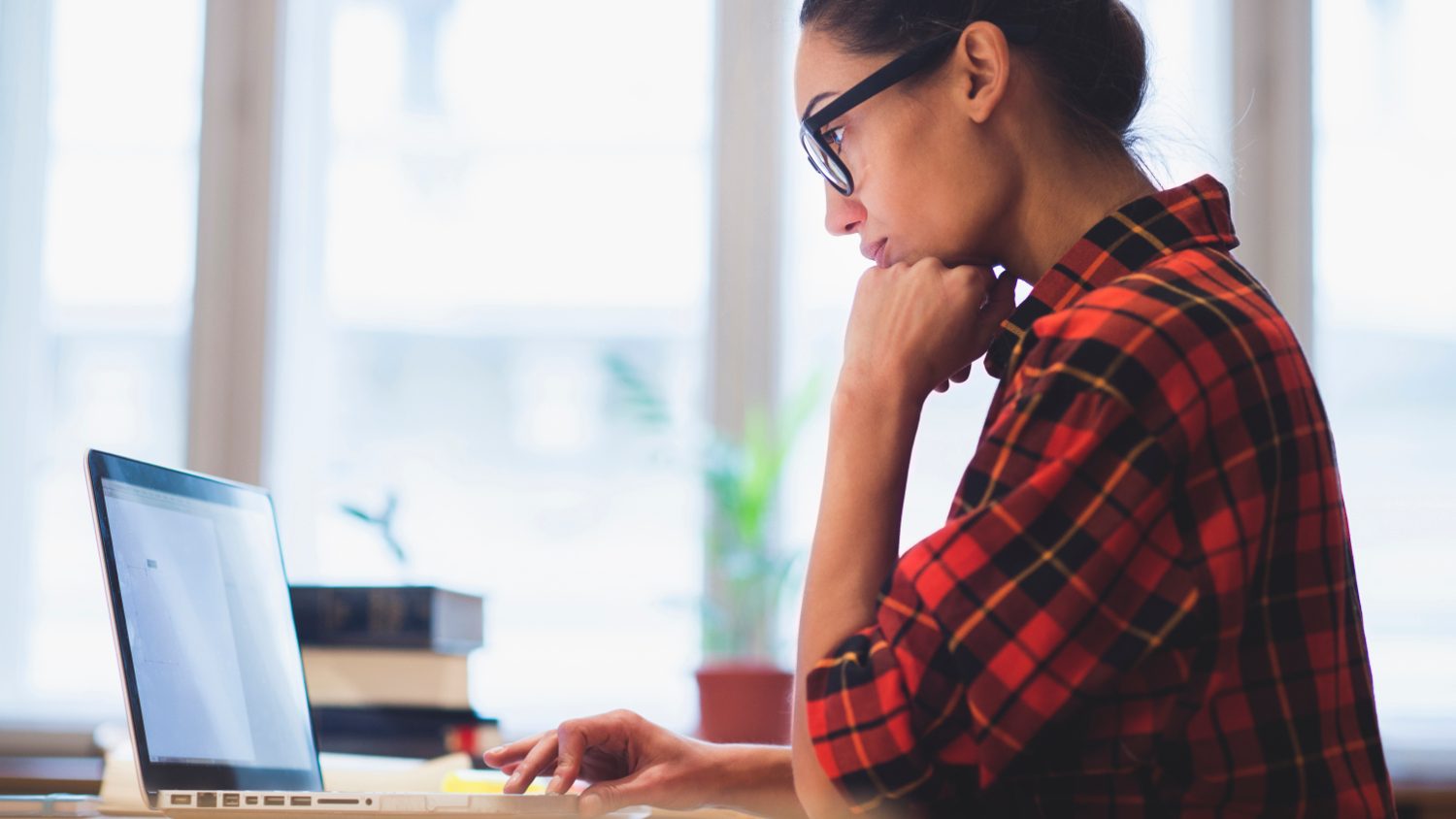 woman working on laptop