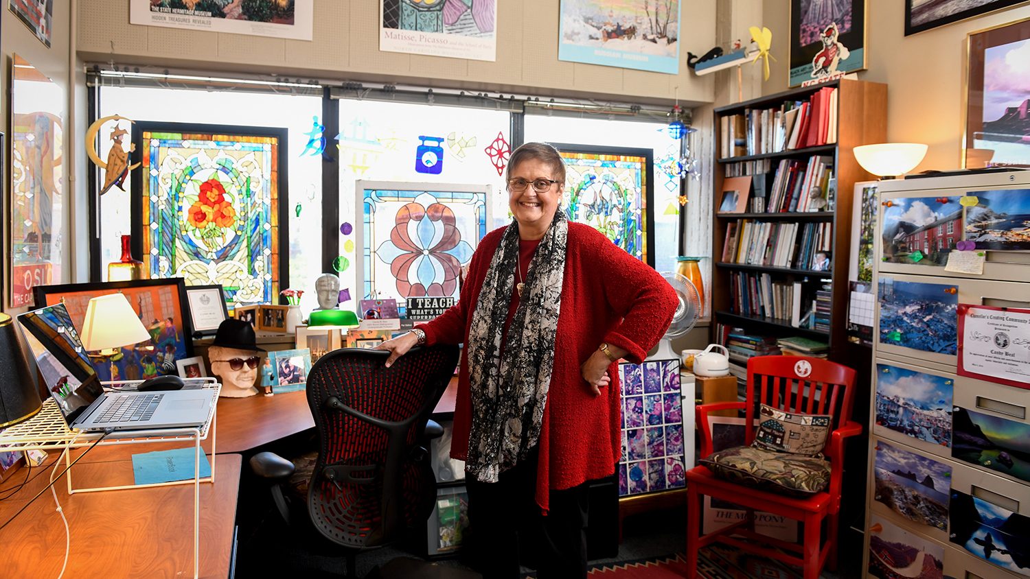 A photo of Candy Beal in her office in Poe Hall