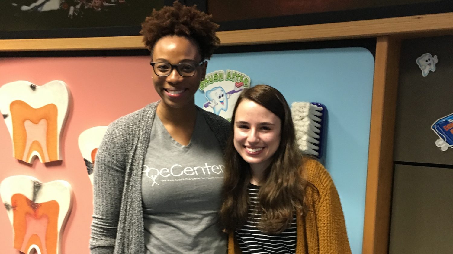 A photo of Laci Throneburg with her Poe Center for Health Education coordinator