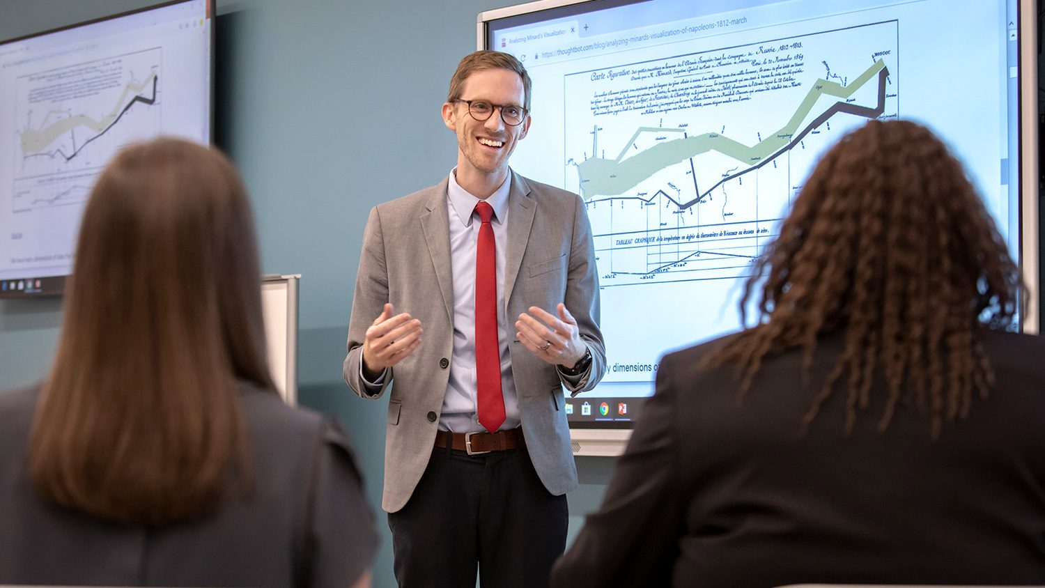 Professor Timothy Drake in a classroom.