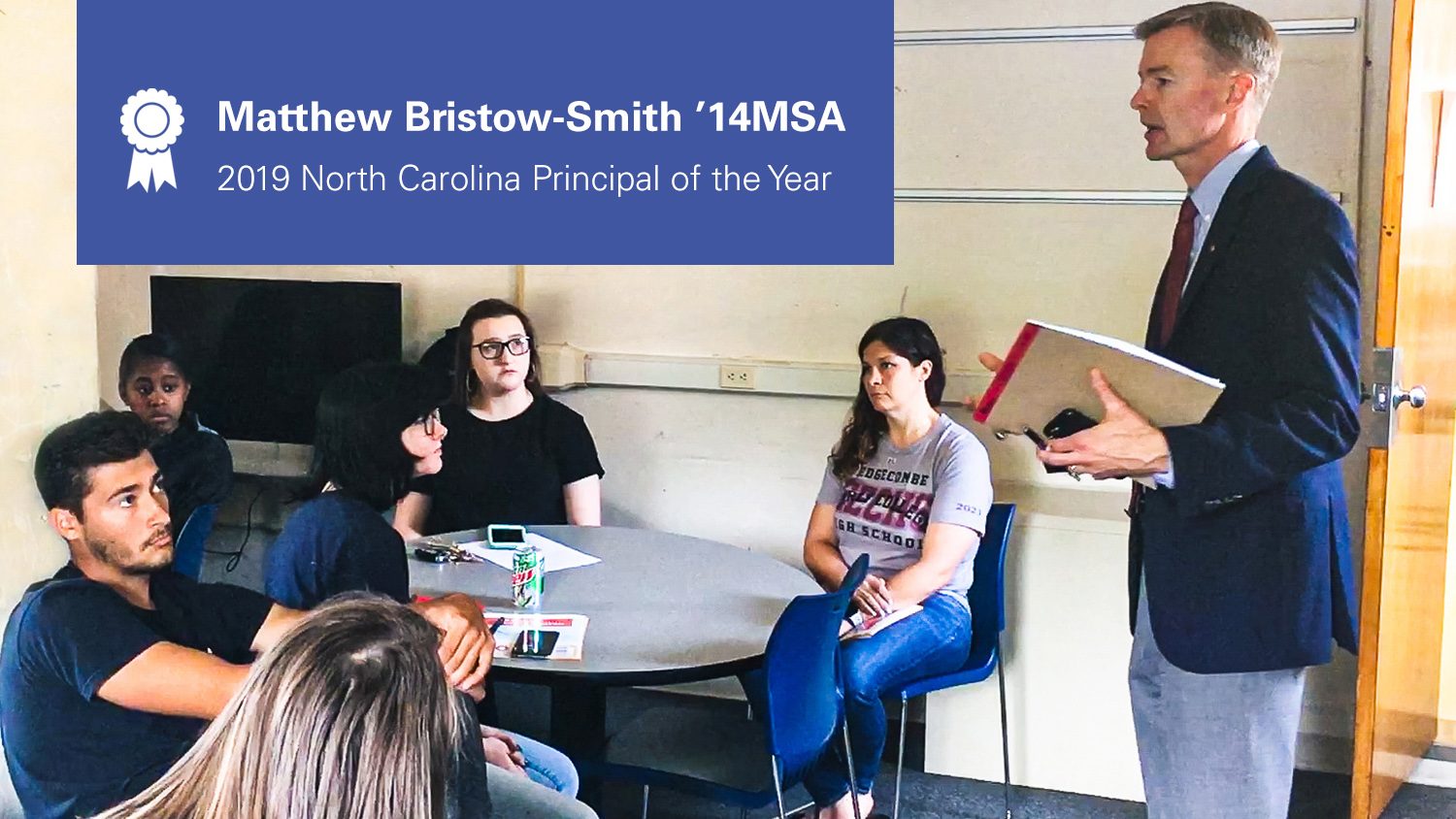 Matthew Bristow-Smith speaking to students.