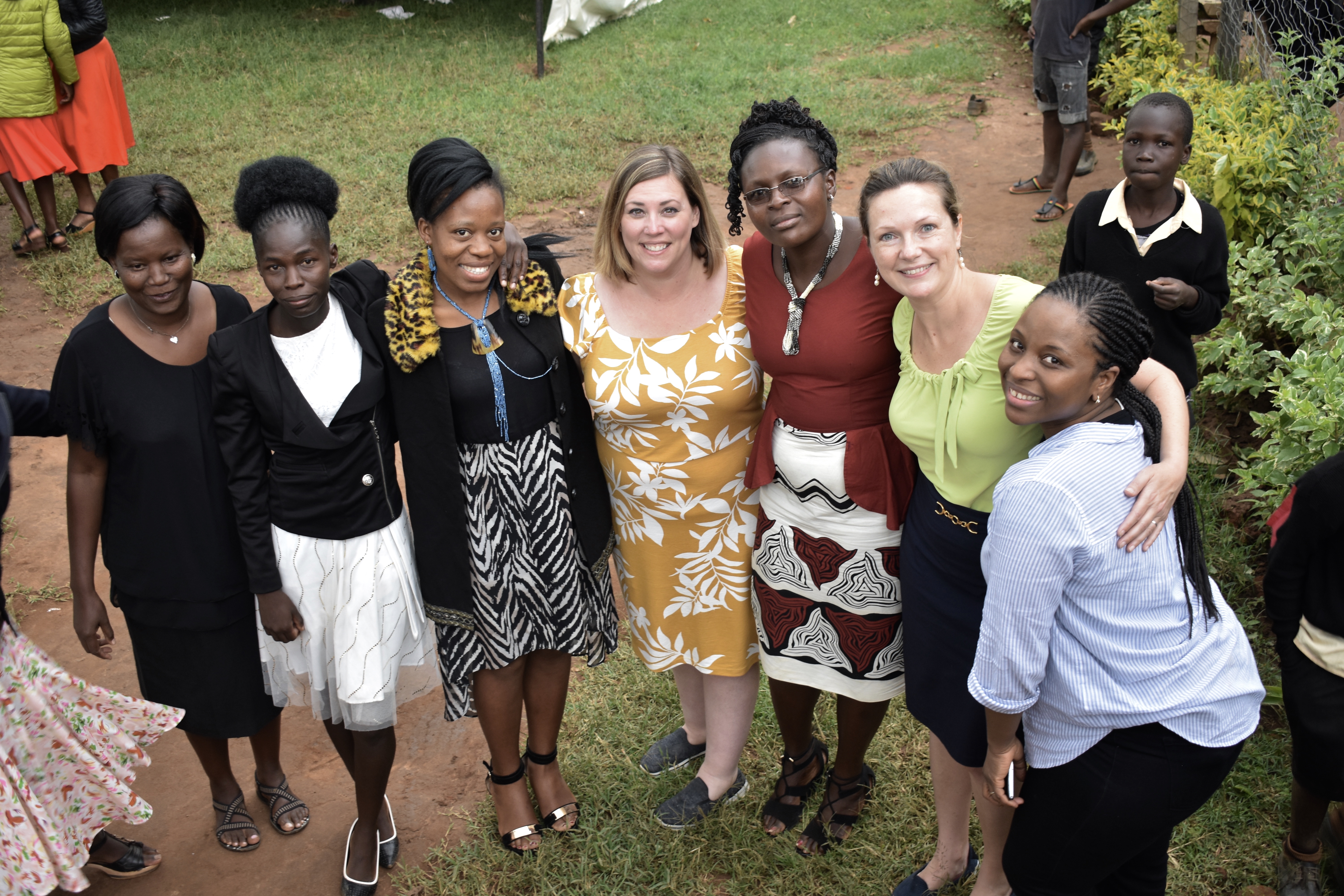 Michelle Falter, Ph.D., stands with teachers during professional development in Kenya.