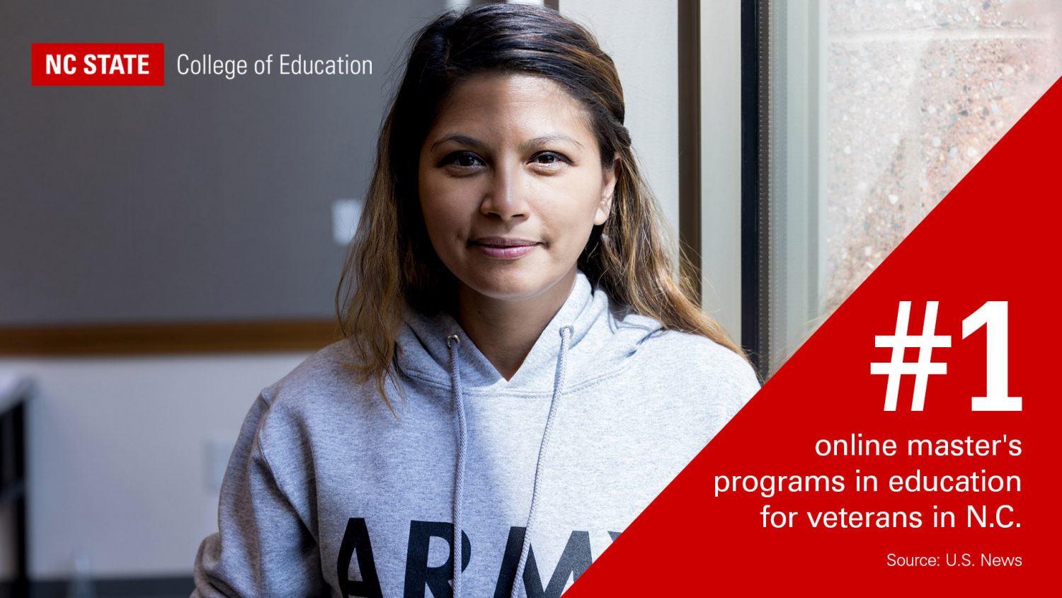 The College of Education's online master's programs was ranked No. 1 for veterans in N.C.