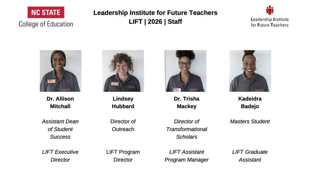 This image displays a grid composite of headshots of three College of Education staff members and one graduate assistant. 