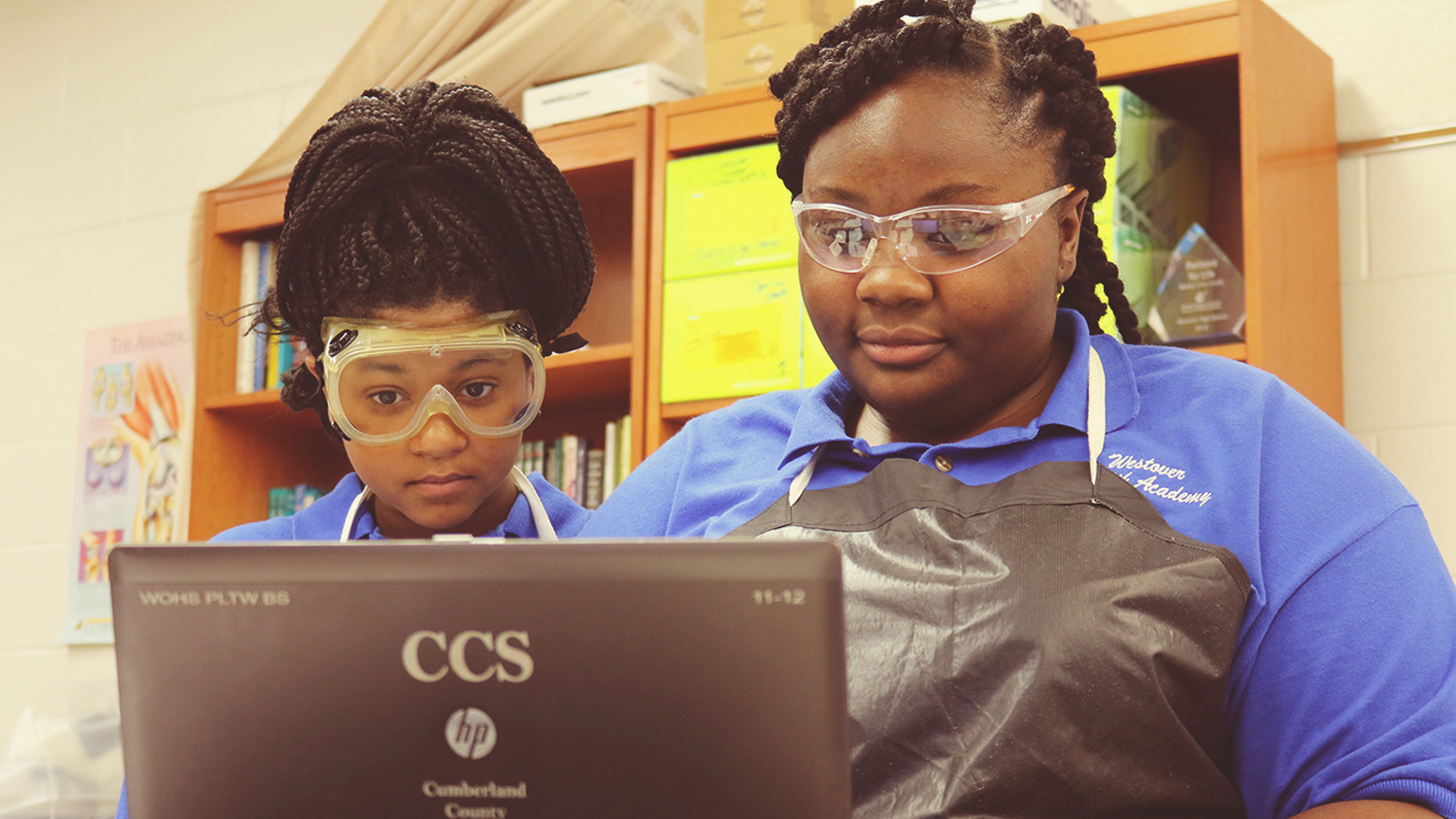 Students with computer